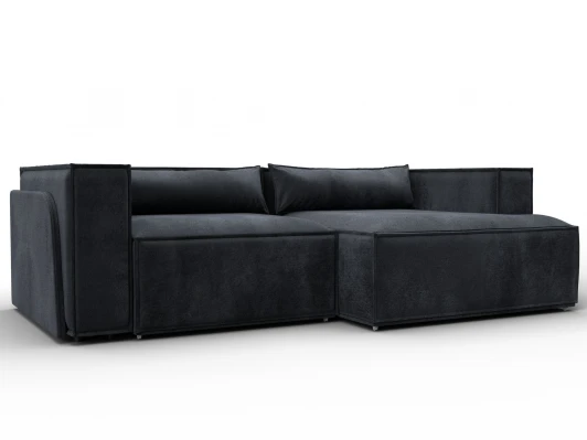 131153 Диван угловой Лига-061 угол правый (ДСП,Брус,Фанера,Велюр/Темно-серый) Лига Диванов 131153