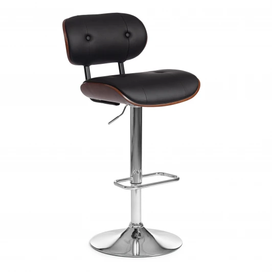 14377 Барный стул DRAKAR (mod.4050) черный/орех/хром (металл/дерево/экокожа)