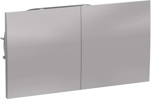 ATN000328 Розетка встраиваемая двойная с заземлением, шторками и крышкой (алюминий) Systeme Electric AtlasDesign ATN000328