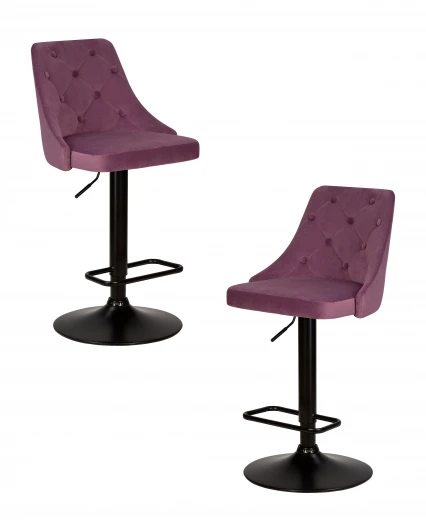 LM-5021-N_B-M_V-MJ9-52 Набор 2 шт стул барный DOBRIN JOSEPH BLACK (пудрово-сиреневый велюр (MJ9-52))