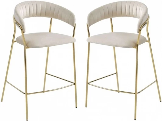 HSBI_BC114_beige_2 Набор из 2 стульев барных Nexus Refuge Hesby (Металл/Велюр, Бежевый) арт.HSBI_BC114_beige_2