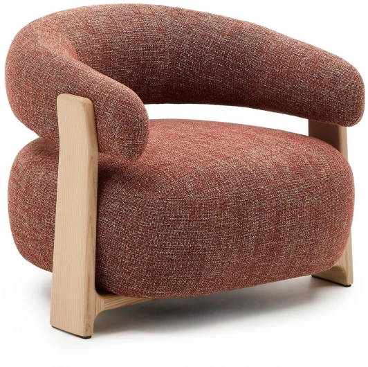 207781 Granite Кресло из терракотового шенилла и массива ясеня в натуральной отделке La Forma (ex Julia Grup) арт.207781