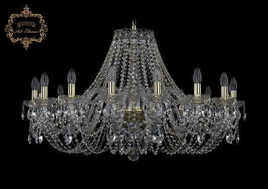 11.11.16.360.Gd.Sp Подвесная большая люстра Art Classic 11.11 11.11.16.360.Gd.Sp (220V, хрусталь, на цепи, подсвечник, свеча)
