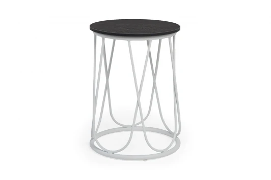 D3102H-D40-Al-PER(Ral9016Mua)-4sis "Перу" журнальный стол из HPL круглый Ø40 H55, каркас из алюминия белый (RAL 9016) муар, цвет столешницы "серый мрамор" 4SIS D3102H-D40-Al-PER(Ral9016Mua)-4sis