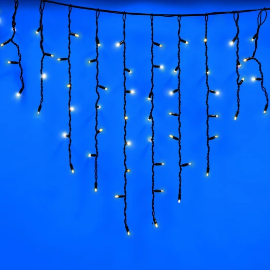 ULD-B3007-200/TBK WARMWHITE-WHITE IP67 Бахрома светодиодная с эффектом мерцания, 3м. соединяемая, 200 светодиодов, теплый белый и белый свет Uniel ULD-B3007-200/TBK WARMWHITE-WHITE IP67