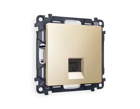 MA612005 Комплект механизма Ethernet RJ-45 розетки экранированной с автоматической защитной шторкой встраиваемый (шампань) Ambrella Volt QUANT MA612005