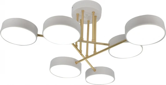 10262/6LED Потолочная люстра на штанге с таймером Escada Rune 10262/6LED 78Вт, с ПДУ, металл/акрил, белый/золото (220V)