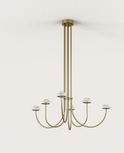 C1307-6 Aged Gold / Matt White Потолочная люстра на штанге светодиодная Aromas del Campo Dussa C1307-6 Aged Gold / Matt White