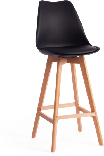 19652 Стул барный TULIP BAR (mod. C1014H) / 1 шт. в упаковке (Пластик,Дерево /Черный)