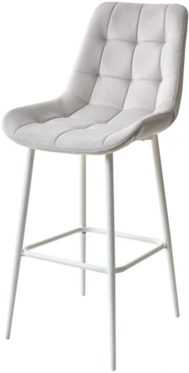 688M04888 Барный стул ХОФМАН, цвет H-09 Светло-серый, велюр / белый каркас