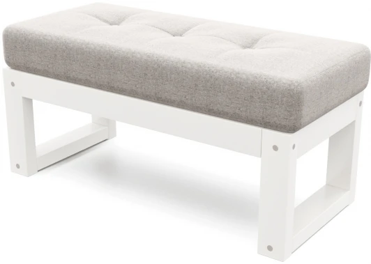 21844 Банкетка Arsko Амбер белая эмаль серая рогожка