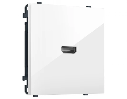 MS114030 Комплект механизма розетки HDMI 2.1 (Белый глянец) Ambrella Volt QUANT PRO MS114030