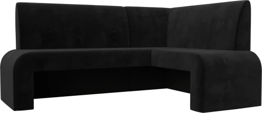 126133 Диван кухонный угловой Кармен правый угол (Черный/Велюр) Лига Диванов арт.126133