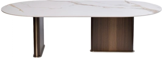 76AR-501L-STOL/ZH Стол журнальный овальный иск.камень белый 130*65*38см Garda Decor арт.76AR-501L-STOL/ZH