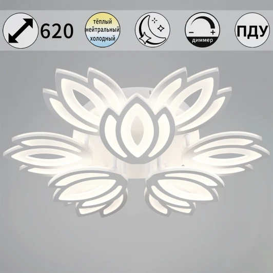 08429-0.3-6+3 WH Потолочная люстра светодиодная на штанге с пультом с регулировкой цветовой температуры, яркости и ночным режимом Reluce 08429-0.3-6+3 WH