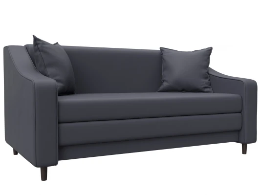 129772 Диван прямой Лига-071 (ЛДСП,Брус,Фанера/Дерево/Экокожа/Серый) Лига Диванов 129772