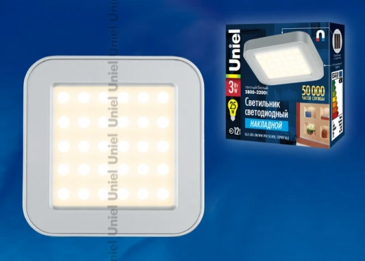 ULE-S03-3W/WW IP41 SILVER картон Накладной светильник светодиодный ULE-S03-3W/WW IP41 SILVER картон