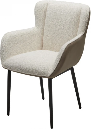 621M05250 Стул VOLCANO Белый Wales-101, ткань / светло-бежевый Maison 09, экокожа/  черный каркас, DISAUR