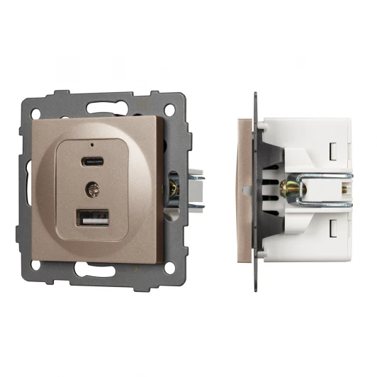 049841 Механизм USB розетки SCT-MUAC-PL-GD-V (5V, 3A, QC4) (Arlight) 049841