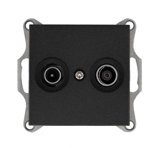 G6205B ТВ-розетка проходная + акустическая (антрацит) Jasmart G-Classic G6205B
