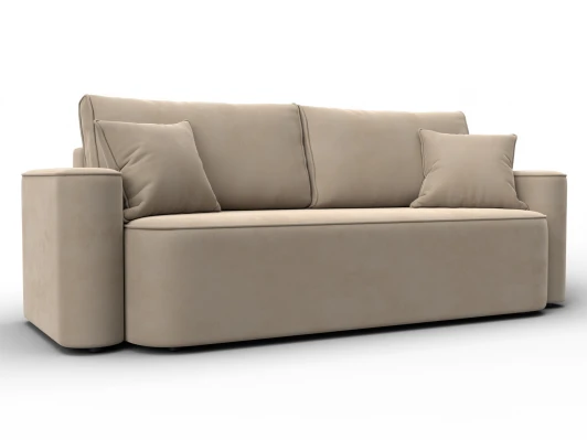 137072 Диван прямой Лига-118 НПБ (ДСП,ЛДСП,Брус,Фанера,Велюр/Бежевый) Лига Диванов 137072