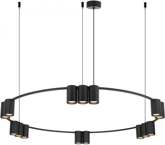 DK4067-BK Подвесной светильник Denkirs Orbit DK4067-BK 15xGU10 LED до 15 Вт, черный матовый (220V, на тросе, кольцо)