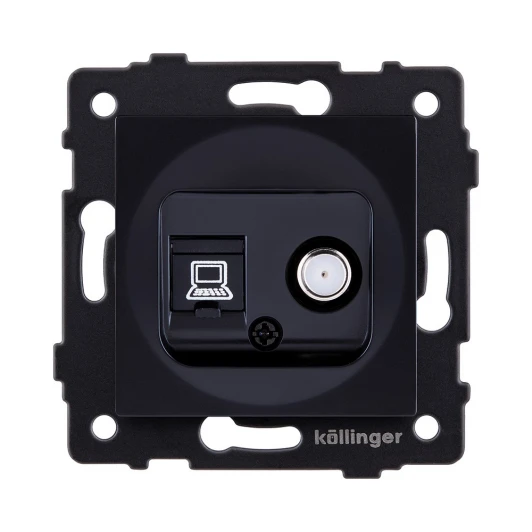 REA-022BK Розетка двойная спутниковая SAT + RJ45 черный Kollinger REA-022BK для Aspekt, Eleganz, Reflex