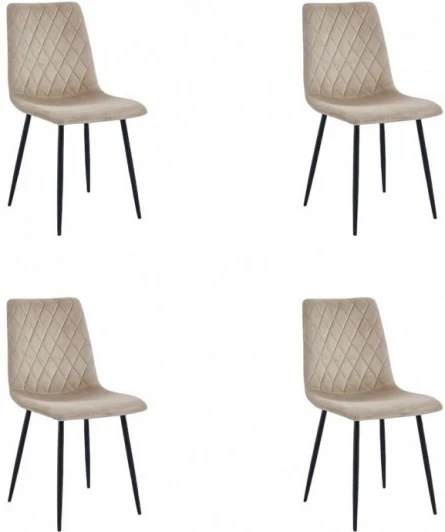 HSBI_DC102_beige_4 Набор из 4 стульев Serenity Whirl Hesby (Металл/Велюр, Бежевый) арт.HSBI_DC102_beige_4