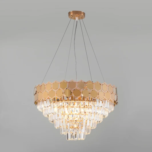 10113/8 золото/прозрачный хрусталь Strotskis Подвесная люстра Eurosvet Ariana 10113/8 золото/прозрачный хрусталь Strotskis