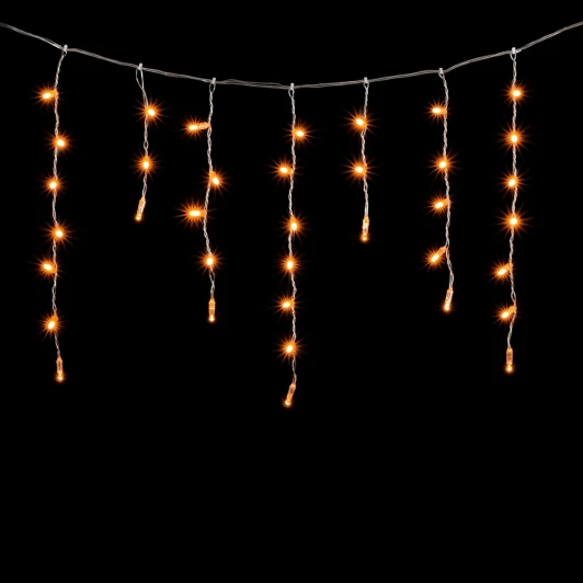 PIL120CAP-10-2Y Гирлянда Бахрома с Колпачком 3,1 x 0,5 м Желтая 220В, 120 LED, Провод Прозрачный ПВХ, IP65