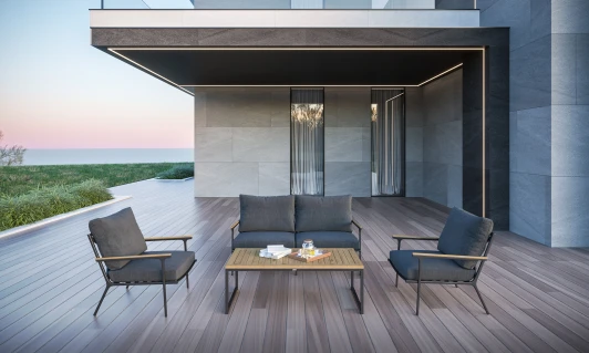 LPCLM.010800.S2 Комплект садовой мебели Gardenini Premium Calma (Алюминий,Тик,Ткань/Темно-серый) арт.LPCLM.010800.S2