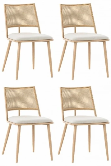 HSBI_DC2245_black_4 Набор из 4 стульев Unity Echo Hesby (Бежевый,Черный/Металл,Ротанг,Велюр) арт.HSBI_DC2245_black_4