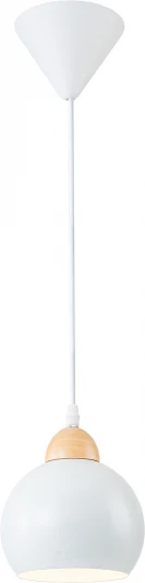 10178/1S White Подвесной светильник Escada Solo 10178/1S White 1х40Вт Е27, металл/дерево/пластик, белый/дерево