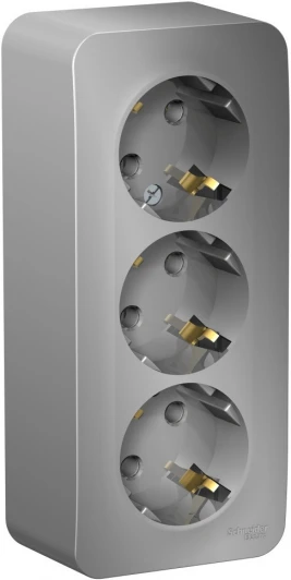 BLNRA010313 Розетка накладная тройная с заземлением (алюминий) Systeme Electric Blanca BLNRA010313
