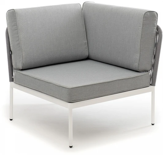 KAN-MС-001 RAL7035 SH grey(gray017) "Канны" левый модуль плетеный из роупа, каркас алюминий темно-серый (RAL7024) шагрень, роуп темно-серый круглый, ткань темно-серая 4SIS арт.УТ-00006100