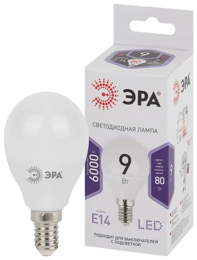 LED P45-9W-860-E14 Лампочка светодиодная E14 9W ЭРА LED P45-9W-860-E14
