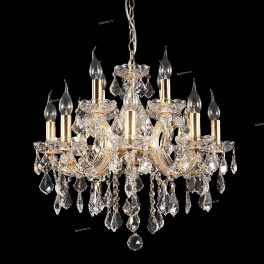 INES SP8+4 GOLD/TRANSPARENT Люстра подвесная хрустальная Crystal Lux Ines, 12 ламп , золото с прозрачным