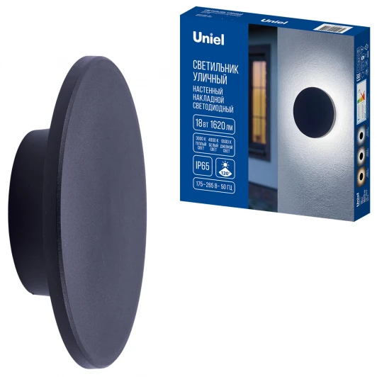 ULU-P35R-18W/3000K+4000K+6500K/D25 IP65 BLACK Архитектурная подсветка светодиодная с регулировкой цветовой температуры Uniel ULU-P35R-18W/3000K+4000K+6500K/D25 IP65 BLACK