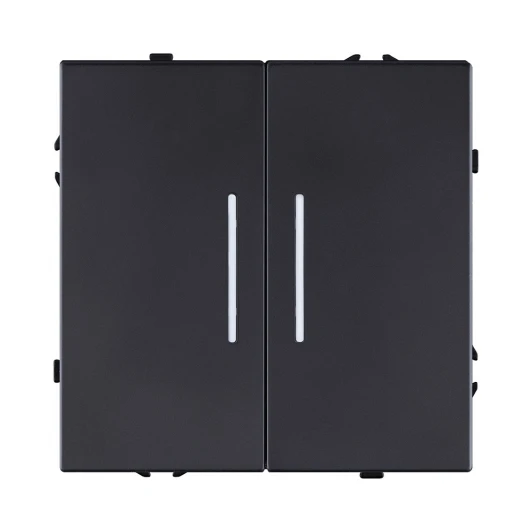 EC-010BK Выключатель 2-клавишный 10А/250В с LED подсветкой, черный матовый Kollinger Eclipse EC-010BK