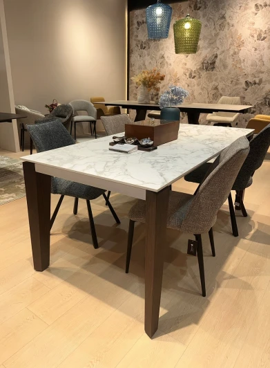 614M05811 Стол ESMIR 180 MATTE ARABESCATO SOLID CERAMIC/ орех, ®DISAUR (арт.614M05811)