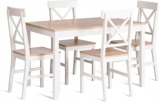 21335 Обеденный комплект Хадсон (стол + 4 стула)/ Hudson Dining Set (mod.0103) (МДФ /Белый )