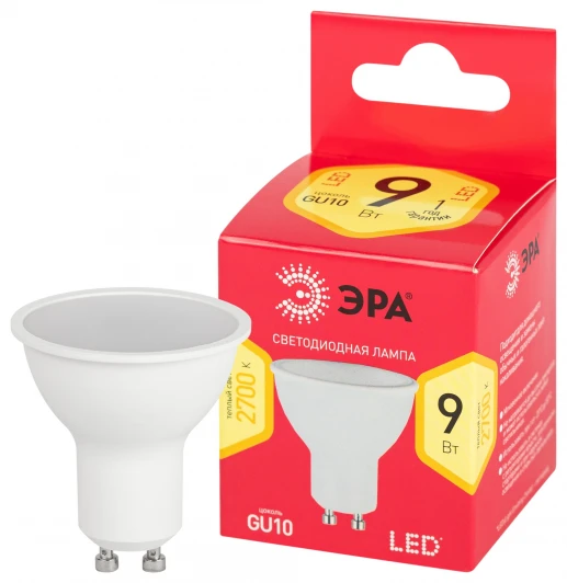 LED MR16-9W-827-GU10 R Лампочка светодиодная GU10 9W ЭРА LED MR16-9W-827-GU10 R