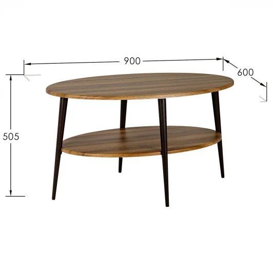 009785 Стол журнальный BeautyStyle 29 дуб вотан/черный Mebelik 009785