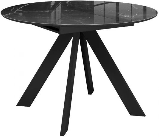 00-00070096 Стол DikLine SFC110 d1100 стекло Оптивайт Черный мрамор/подстолье черное/опоры черные 00-00070096