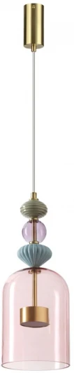 5045/12L Подвесной светильник Odeon Light Palleta LED 5045/12L античн.бронза/розовый/металл/стекло/керамика 12W 4000К 1400Лм