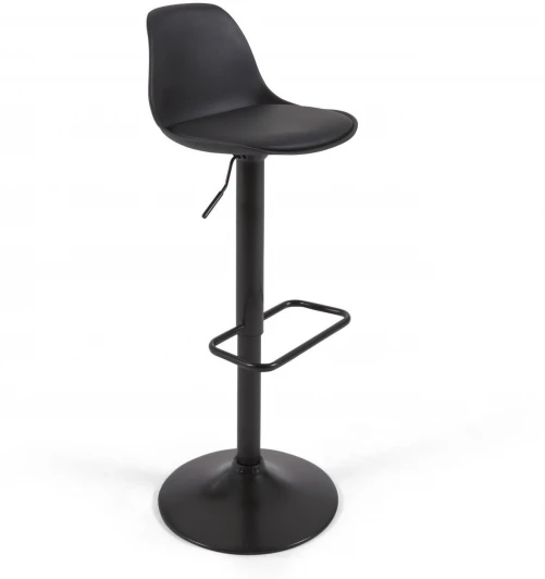 111810 Барный стул Orlando-T - черная искусственная кожа и черная матовая сталь 60-82 см La Forma (ex Julia Grup) арт.111810
