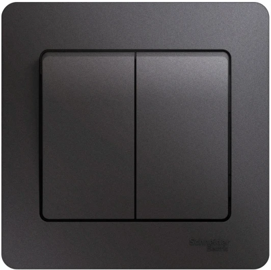GSL001352 Выключатель встраиваемый двухклавишный (графит) Systeme Electric Glossa GSL001352
