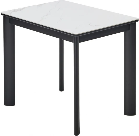 480M05792 Стол ТЕТ-А-ТЕТ 120  Белый мрамор, керамика / Черный каркас М-City