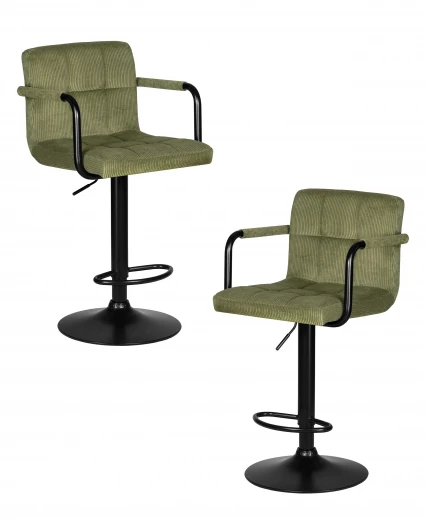 LM-5011-N_B-M_VV-LAR-E2041-7 Набор 2 шт стул барный DOBRIN KRUGER ARM BLACK (зеленый вельвет (LAR-E2041-7))