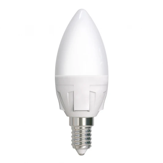 LED-C37 7W/6500K/E14/FR PLP01WH Лампа светодиодная, матовая, дневной белый свет 6500K) Uniel Яркая LED-C37 7W/6500K/E14/FR PLP01WH